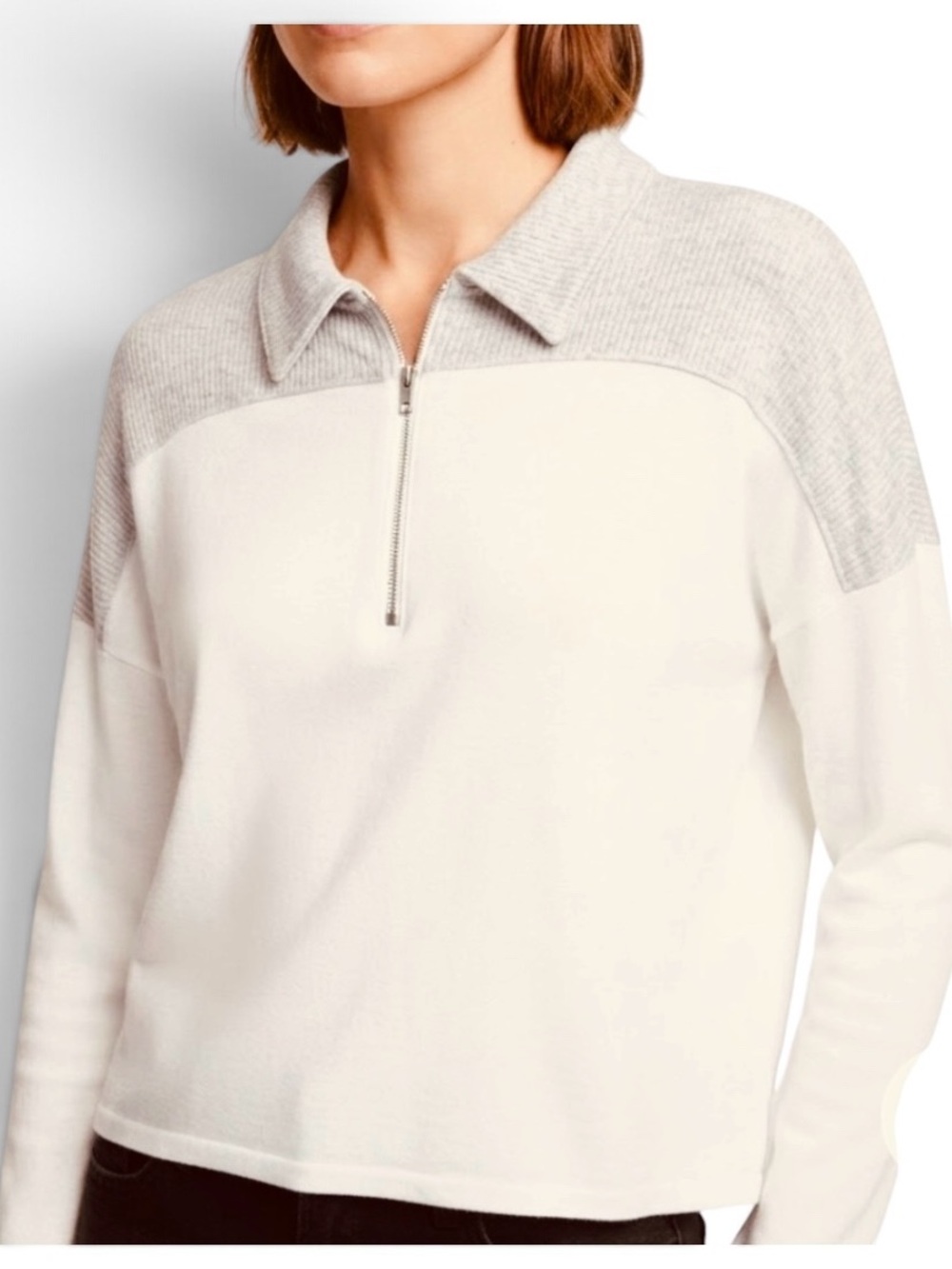 RAG & BONE Women’s Elsa Half-Zip Colorblock Long Sleeve Sweatshirt Size Xlrg